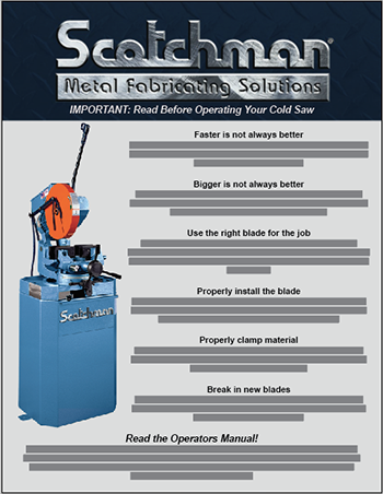 Cold Saw safety Poster Cold Saw safety Poster