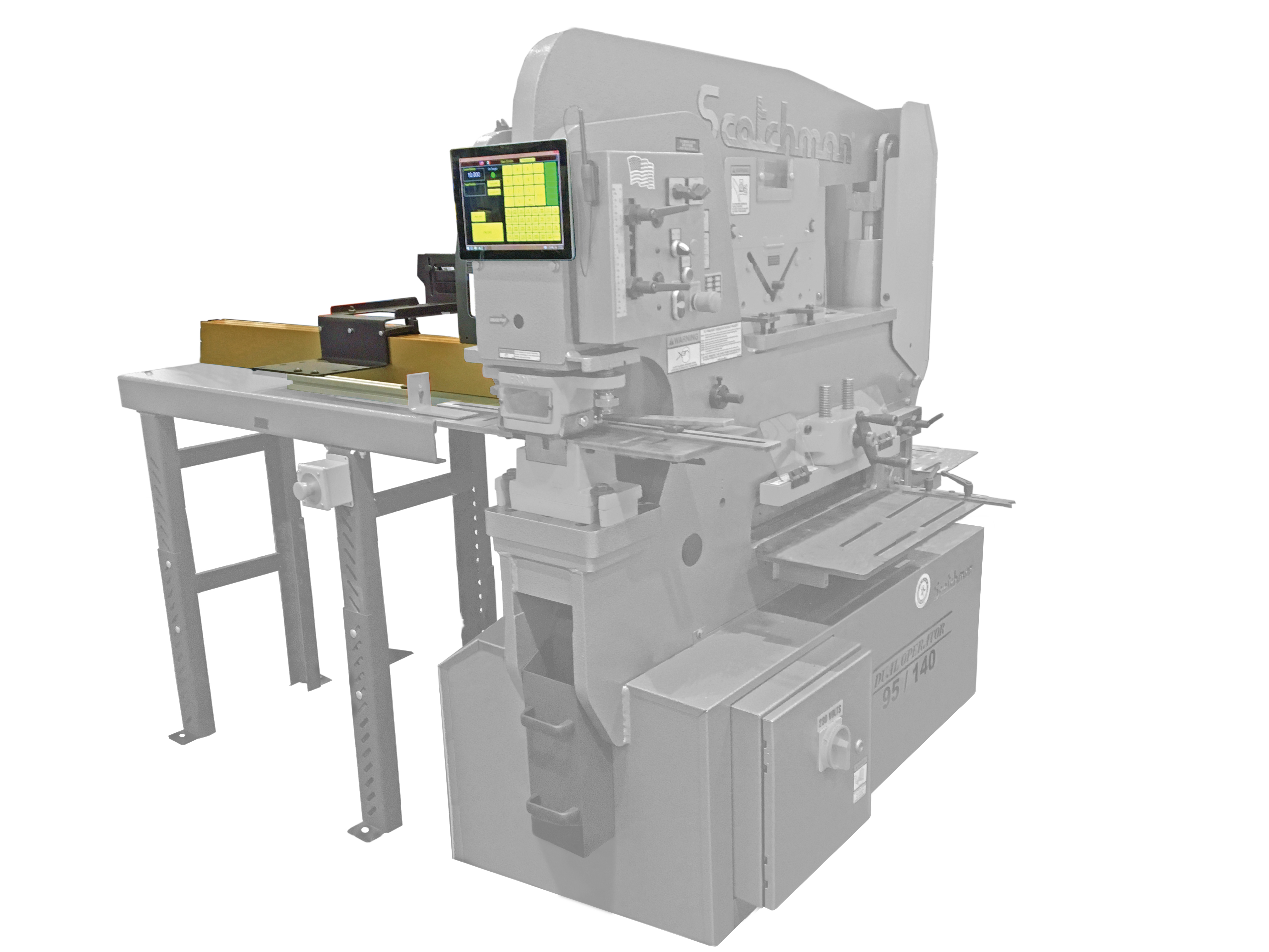 Scotchman measuring connected to the punch station of DO95 ironworker