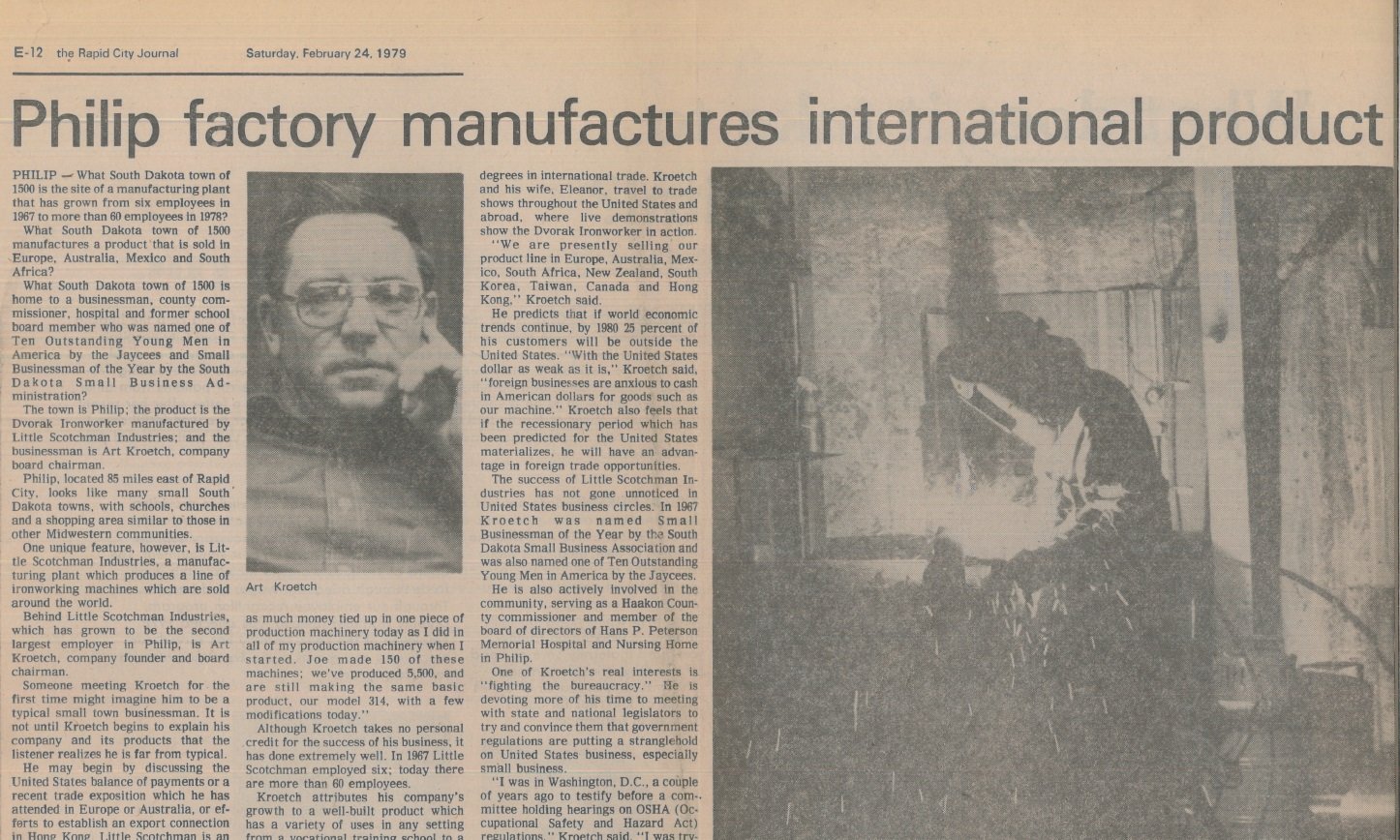 1979 - Scotchman mfgs international product - newspaper